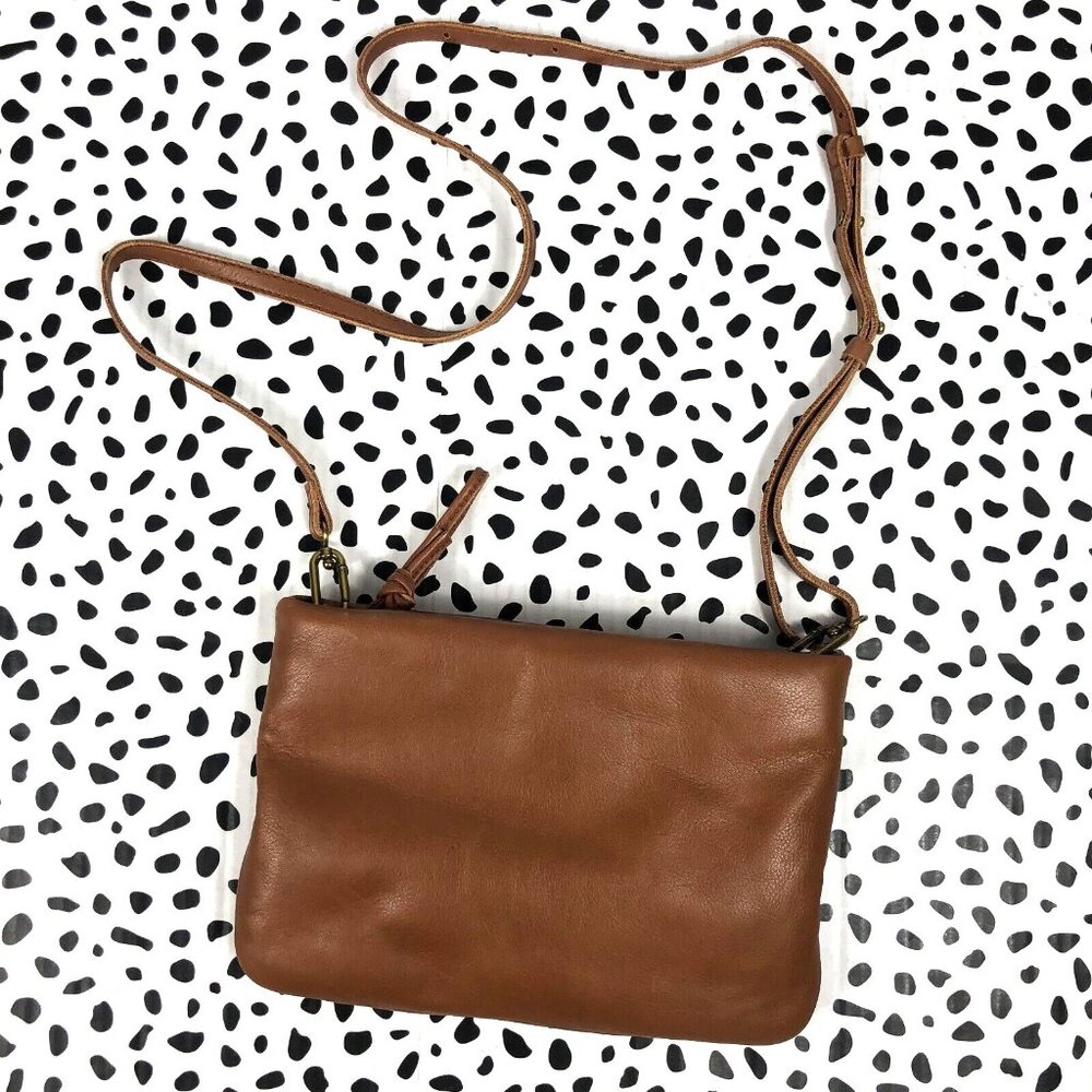 MADEWELL $110 Puffy Crossbody Leather Bag purse English Saddle NI331